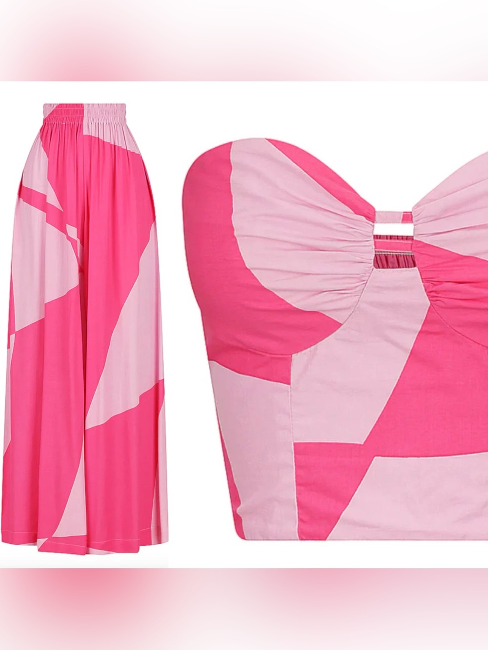 S/W/F Pink Colorblock 2-Piece Pants Set  - M